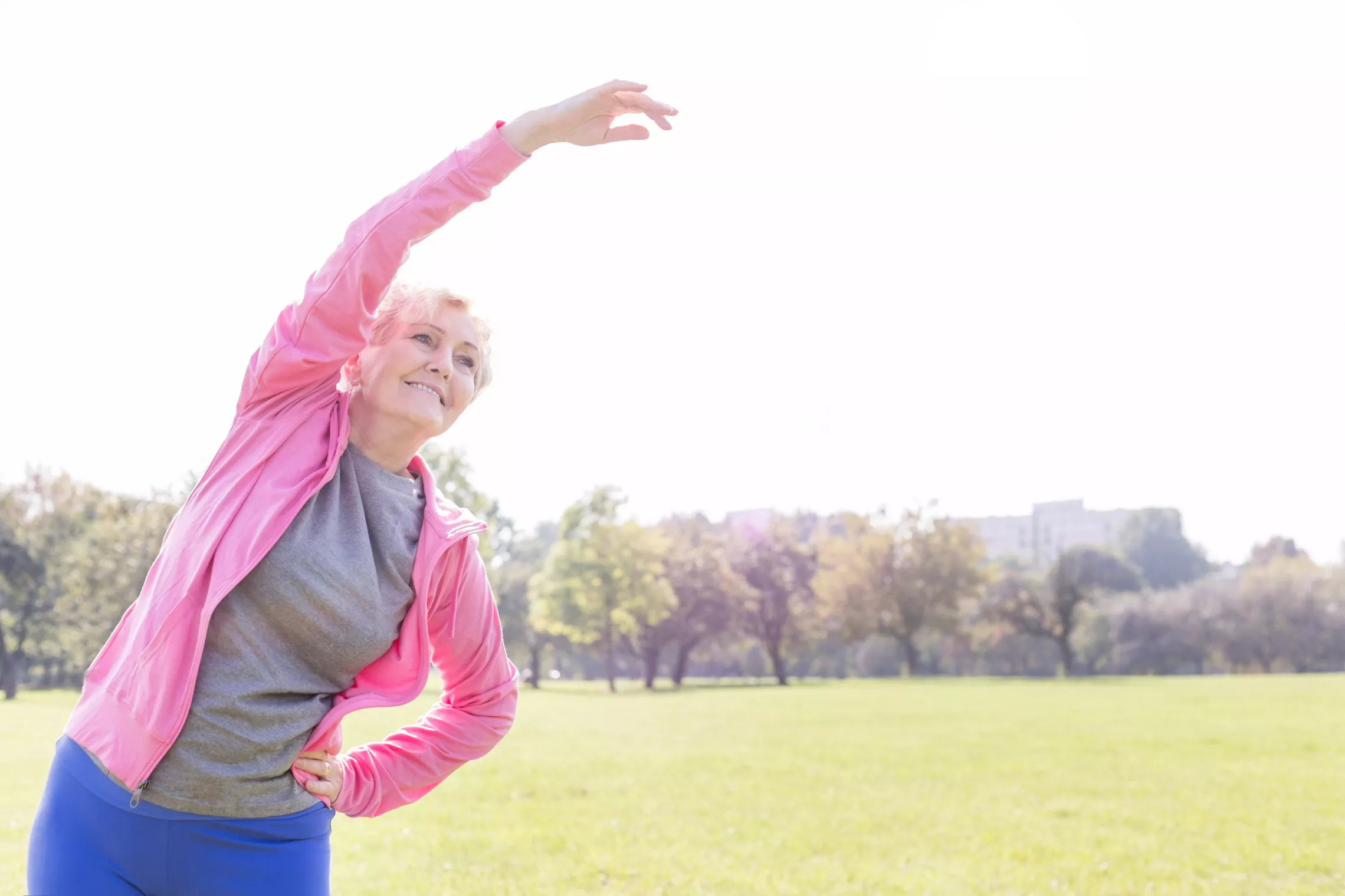Woman stretching outdoors